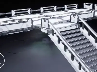 Sci Fi Modular Stairs Low-poly 3D model