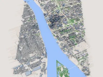 Detroit City Michigan USA 3D model