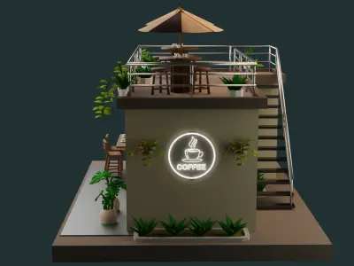 Coffee Cafe Low-poly 3D model