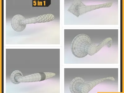 Modern Door Handles Set 5 in 1 3D model