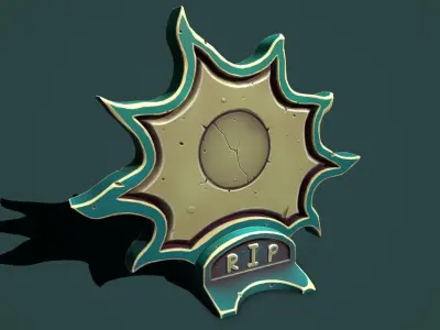 Fantasy  gravestone sun Low-poly 3D model