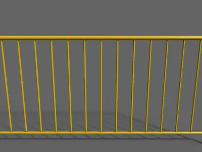 PBR Pedestrian Guard Rail Yellow V1 Low-poly 3D model