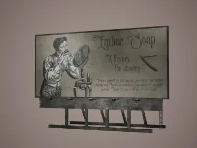 Billboard Set Low Poly Game Ready shop julia sign Low-poly 3D model