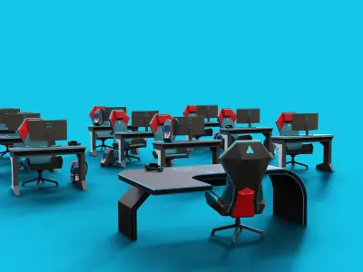 Futuristic Low Poly Classroom Low-poly 3D model