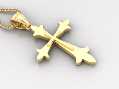 Light Gold 18K Cross Pendant 2CP040 3D print model