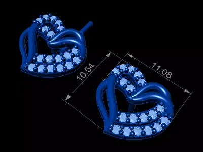 DOUBLE HEARTS STUD EARRINGS 3D print model