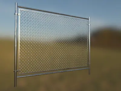 low poly fence chain link Low-poly 3D model