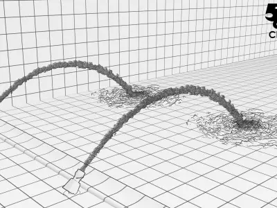 LUMION ANIMATED FOUNTAIN  jet arc fountain LOW ANGLE FLOW FROTH 3D model