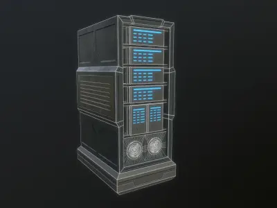 Sci Fi Server Rack Low-poly 3D model