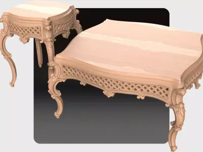 Carved tea table for CNC 02 3D model