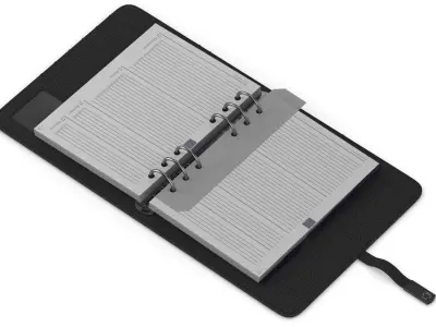 Leather Black Organizer Open 3D model