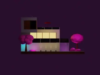 modern villa Low-poly 3D model