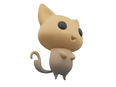 Double Tail Cat Ghost Character v1 002 Low-poly 3D model