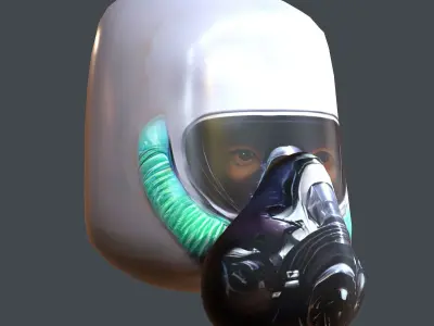Gas mask helmet scifi character game space Low-poly Low-poly  Low-poly 3D model