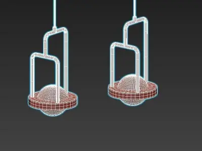 dighton-ch five light chandelier in brass and glass 3D model
