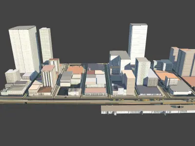 3D Lifesize Textured City Model vol 4 Low-poly 3D model
