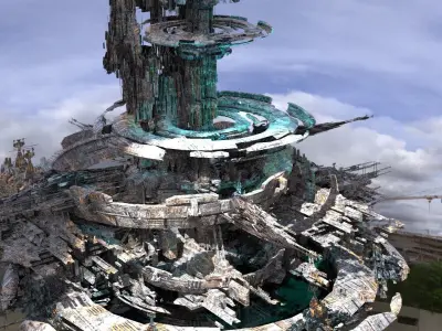 Cycle Ringed capital Districts base levels  Low-poly 3D model