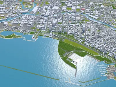 Milwaukee Downtown Wisconsin USA Low-poly 3D model