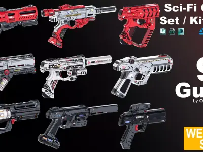 Sci-Fi Guns Set Kitbash  3D model