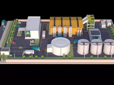 Low Poly Recycling Plant   Waste Management Facility 3D Model Low-poly 3D model