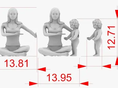 Mother and son 3D print model