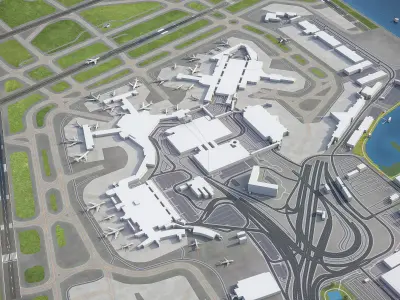 Boston - Logan International Airport - BOS Low-poly 3D model