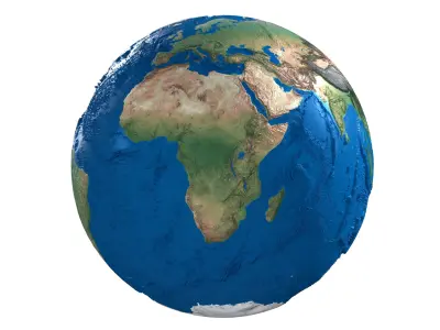 Earth No Cloud Globe Low-poly 3D model