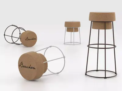 Bouchon stool with cork base 3D model