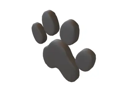 Dog Paw Print v1 001 Low-poly 3D model