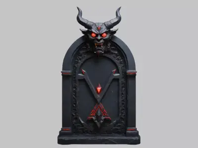 Demonic Door 3D Model - Fantasy Ornament Low-poly 3D model