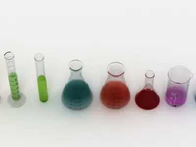 Test Tubes Flasks And Beakers 3D model