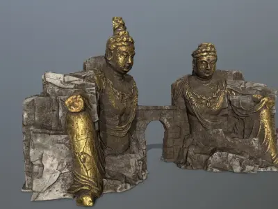 rock gate Low-poly 3D model