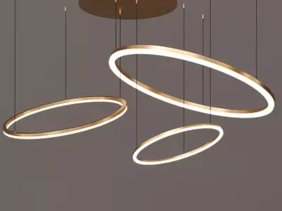Large Hoops Led Ring Chandelier Low-poly 3D model