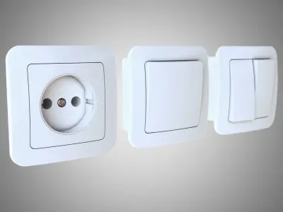 EU wall socket and light switch FREE Free 3D model
