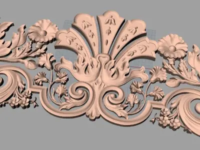 European style flower 3D relief STL Model for cnc engraving E079 3D model