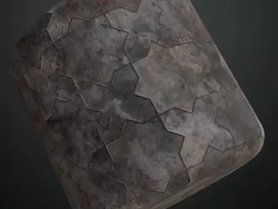 Grungy Star Pattern Concrete Tiles PBR Seamless Texture