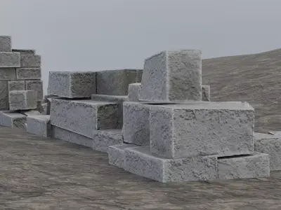 Ruined Brick Wall Low-poly 3D model