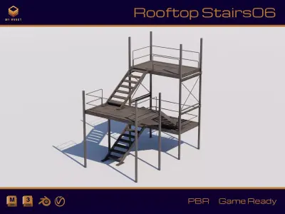 Rooftop Stairs 06 Low-poly 3D model