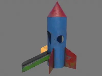 Old Rusty Rocket Slide Low-poly 3D model