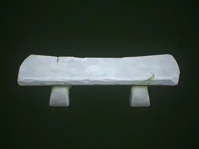 Stylized Stone Bench - Japanese Garden Prop Low-poly 3D model