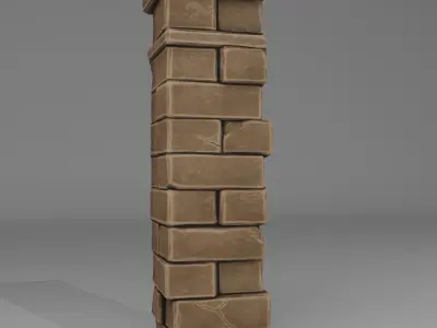 Column Brick Set Low-poly 3D model