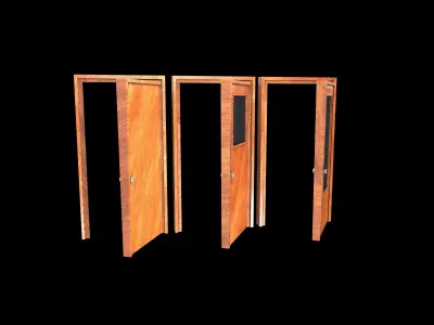 wooden door Low-poly 3D model