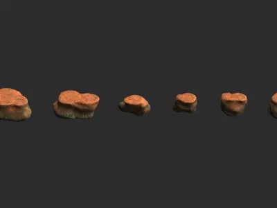 Short Flat Rocks - Red Dust Low-poly 3D model