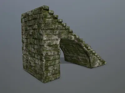 stairs stone wall Low-poly 3D model