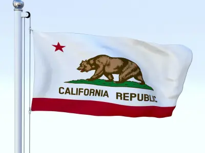 Animated California Flag Low-poly 3D model