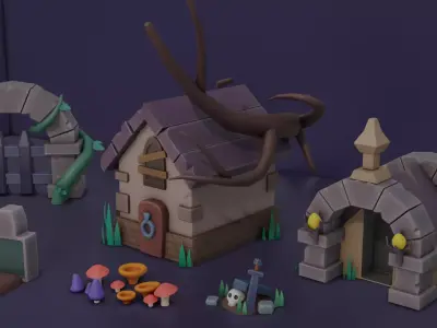 Stylized game art asset Low-poly 3D model