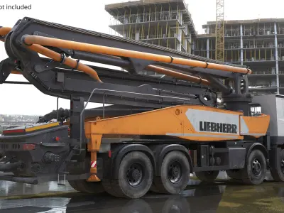  Mercedes Liebherr Concrete Pump Truck Yellow Dirty 