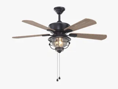 52 Inch Bronze Indoor Outdoor Ceiling Fan with Light PBR 3D model
