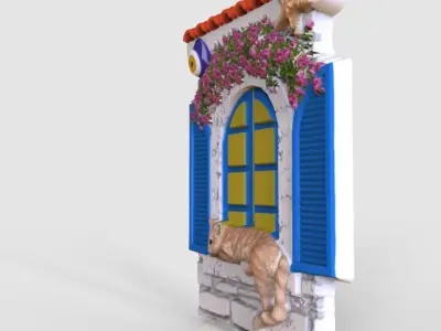 cat lying in the window 3D print model
