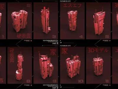 FUTURISTIC CITY Sci-Fi Buildings 3D V2 3D model